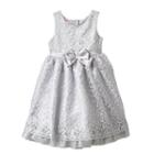 Girls 4-6x Nannette Glitter Lace Bow Dress, Girl's, Size: 6x, Silver