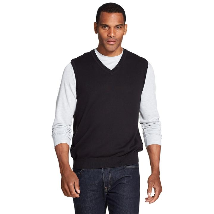 Men's Van Heusen Classic-fit V-neck Sweater Vest, Size: Large, Black