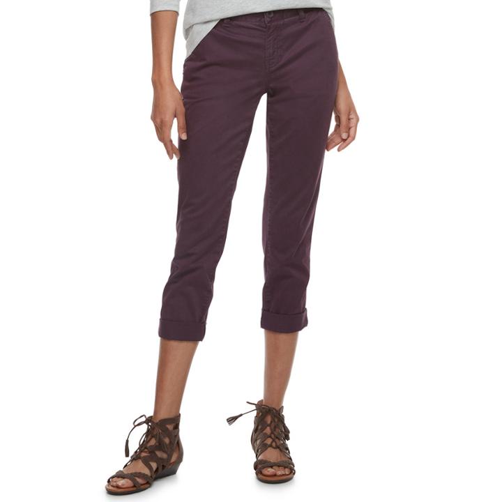 Women's Sonoma Goods For Life&trade; Flex Waist Chino Capris, Size: 4, Drk Purple