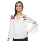 Disney Pirates Of The Caribbean: Juniors Collection Embroidered Peasant Top, Girl's, Size: Xl, White