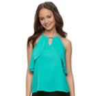 Juniors' Lily Rose Flutter Halter Top, Teens, Size: Small, Blue Other