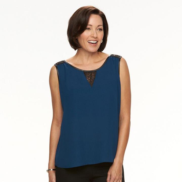 Women's Harve Benard Georgette High-low Top, Size: Medium, Blue Other