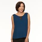 Women's Harve Benard Georgette High-low Top, Size: Medium, Blue Other