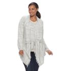 Plus Size Sonoma Goods For Life&trade; Fringe Chevron Cardigan Sweater, Women's, Size: 0x, Med Grey