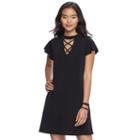 Juniors' About A Girl Cross-front Choker Dress, Size: Medium, Black