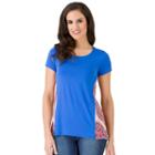Women's Haggar Back Print Top, Size: Small, Med Blue