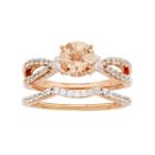 14k Rose Gold Morganite & 5/8 Carat T.w. Diamond Engagement Ring Set, Women's, Size: 5.50, Pink