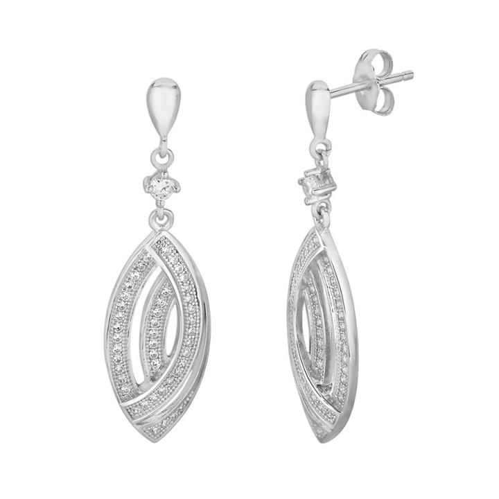 Sterling Silver Cubic Zirconia Marquise Drop Earrings, Women's, White