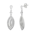 Sterling Silver Cubic Zirconia Marquise Drop Earrings, Women's, White