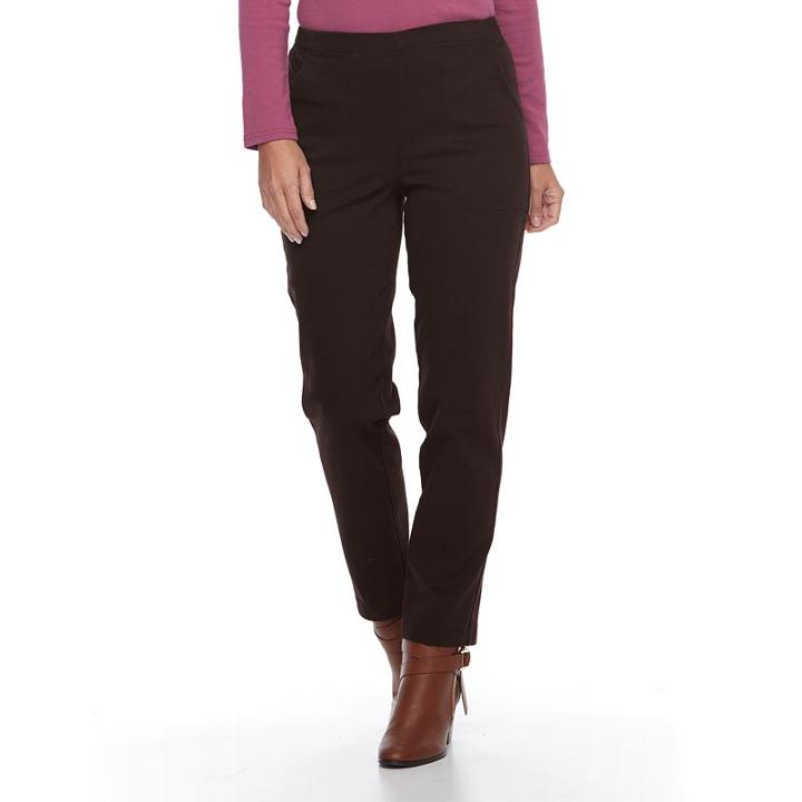 Petite Croft & Barrow&reg; Straight-leg Twill Pants, Women's, Size: 16p-short, Dark Brown