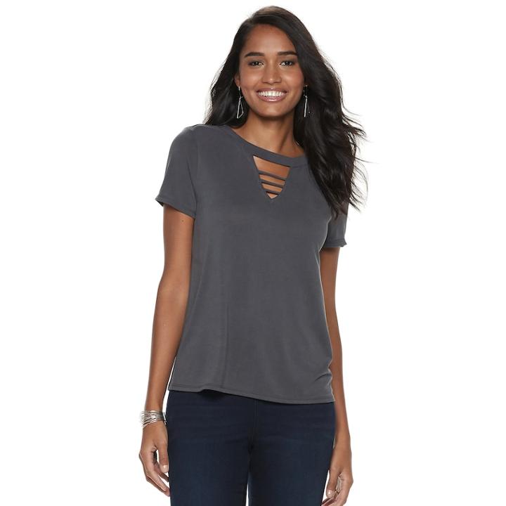 Women's Jennifer Lopez Bar Front Tee, Size: Xl, Dark Grey