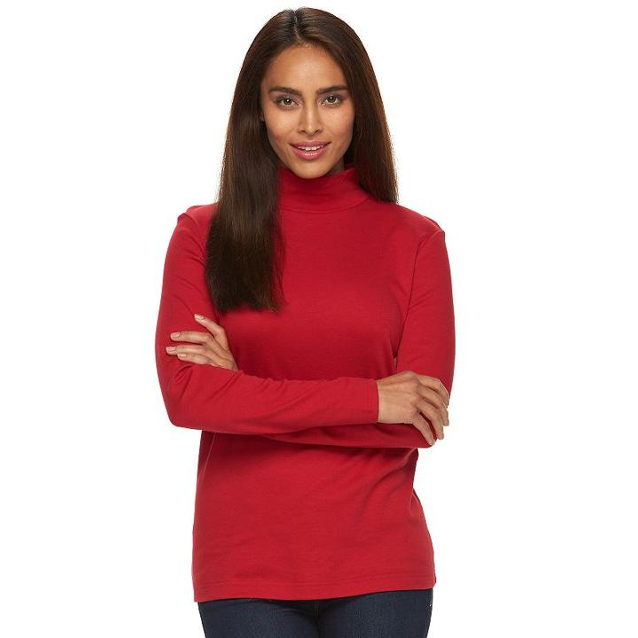 Women's Croft & Barrow&reg; Essential Mockneck Top, Size: Large, Med Red