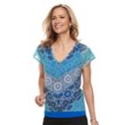 Petite Dana Buchman Double-layer Mixed-media Top, Women's, Size: L Petite, Turquoise/blue (turq/aqua)