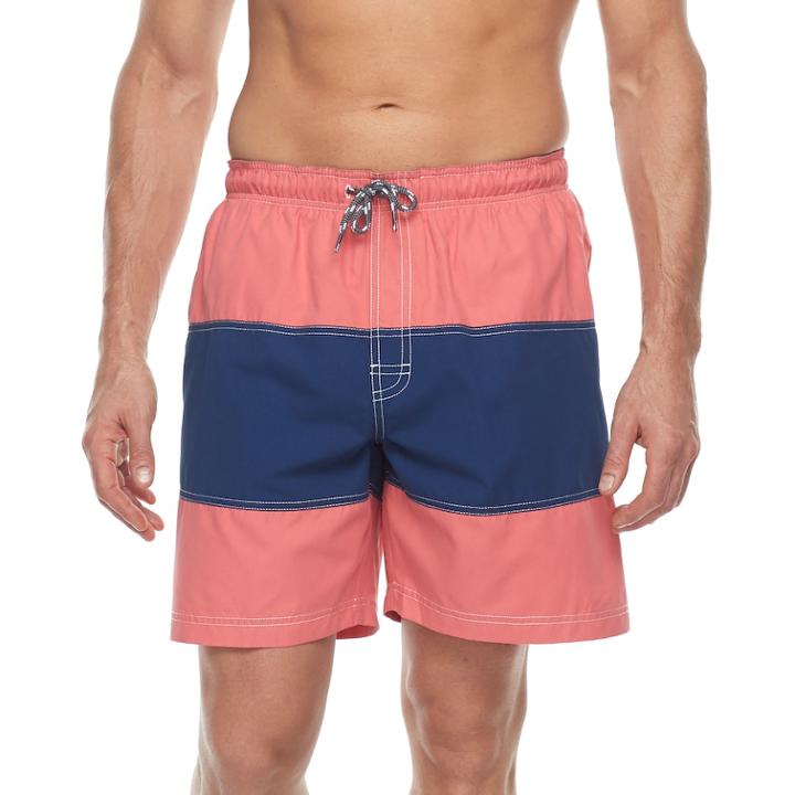 Men's Croft & Barrow&reg; Colorblock Swim Trunks, Size: Xxl, Pink