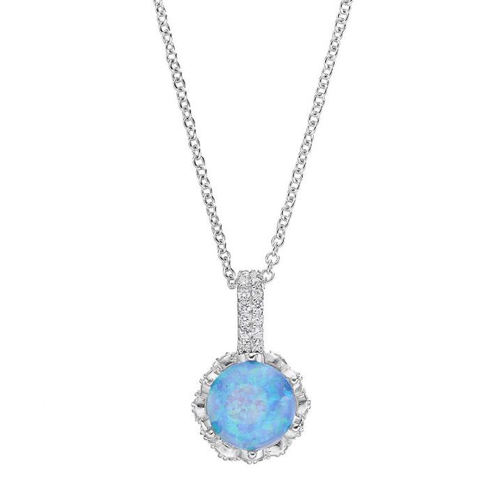 Sophie Miller Sterling Silver Lab-created Opal & Cubic Zirconia Pendant, Women's, Size: 16, Blue
