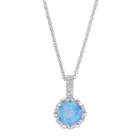 Sophie Miller Sterling Silver Lab-created Opal & Cubic Zirconia Pendant, Women's, Size: 16, Blue