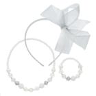 Girls 4-16 Bow Headband, Necklace & Bracelet Set, Grey Other