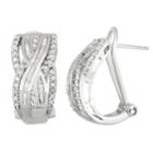 Sterling Silver 1 Carat T.w. Diamond Crisscross Omega Back Earrings, Women's, White