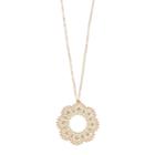 Simulated Crystal Filigree Floral Nickel Free Pendant Necklace, Women's, Gold