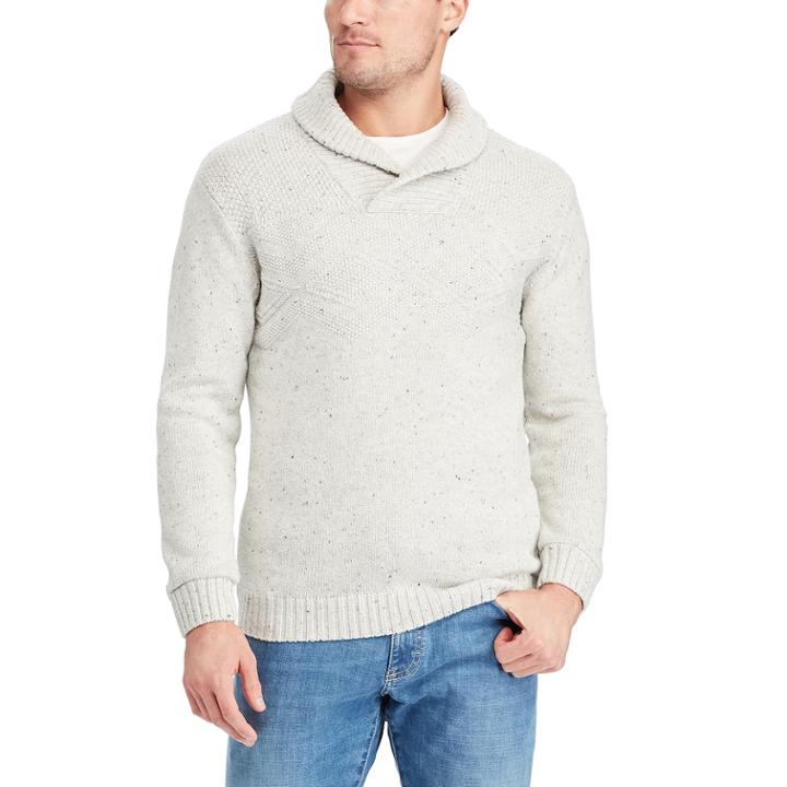 Big & Tall Chaps Classic-fit Donegal Textured Shawl-collar Sweater, Men's, Size: L Tall, Natural