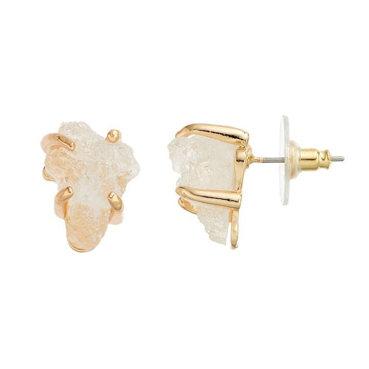 White Simulated Drusy Drop Earrings, Women's
