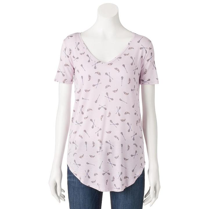 Juniors' Mudd&reg; Short Sleeve V-neck Tee, Girl's, Size: Large, Brt Purple