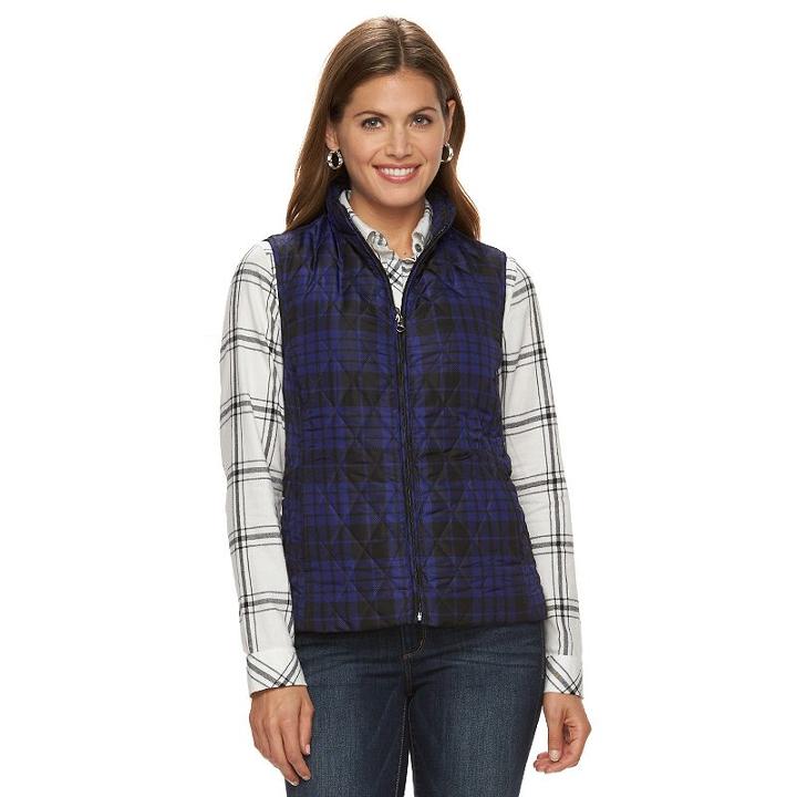 Petite Croft & Barrow&reg; Quilted Vest, Women's, Size: Xl Petite, Oxford