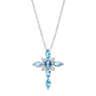 Sterling Silver Blue Topaz & Cubic Zirconia Cross Pendant Necklace, Women's, Size: 18