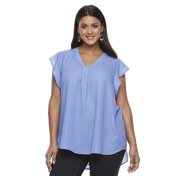 Plus Size Apt. 9&reg; Ruffle Georgette Top, Women's, Size: 3xl, Blue (navy)
