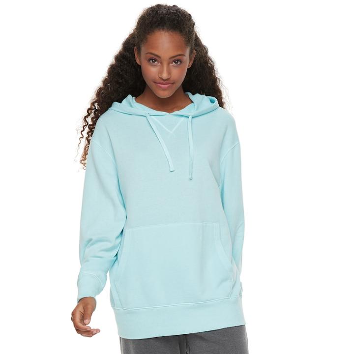 Juniors' So&reg; Oversized Pullover Tunic Hoodie, Teens, Size: Medium, Light Blue