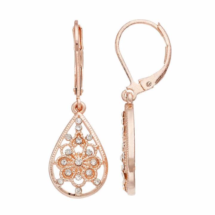 Lc Lauren Conrad Openwork Teardrop Earrings, Women's, Light Pink