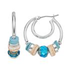 Napier Aqua Beaded Nickel Free Double Hoop Earrings, Women's, Turq/aqua