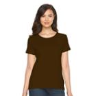 Women's Croft & Barrow&reg; Essential Crewneck Tee, Size: Medium, Dark Brown