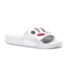 So&reg; Emoji Pool Slide Girls' Slide Sandals, Size: 4, Light Grey