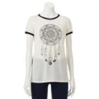 Juniors' The Print Shop Dreamcatcher Oversized Ringer Tee, Teens, Size: Large, White Oth