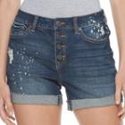 Juniors' Mudd&reg; Flx Stretch High-rise 4-button Midi Jean Shorts, Girl's, Size: 0, Dark Blue
