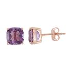 18k Rose Gold Over Silver Amethyst Stud Earrings, Women's, Purple
