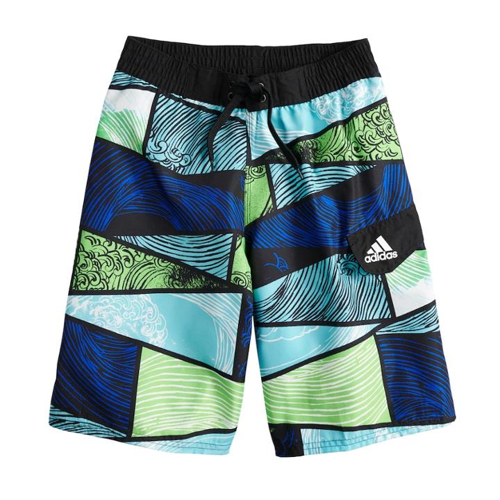 Boys 8-20 Adidas Water Stripe Swim Trunks, Size: Medium, Green