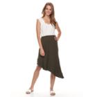 Petite Apt. 9&reg; Asymmetrical Mix-print Skirt, Women's, Size: L Petite, Green