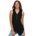 Women's Apt. 9&reg; Asymmetrical Zipper Accent Tank, Size: Medium, Black