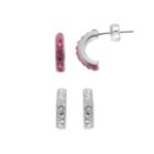 Charming Girl Kids' Crystal Semi-hoop Earring Set, Pink