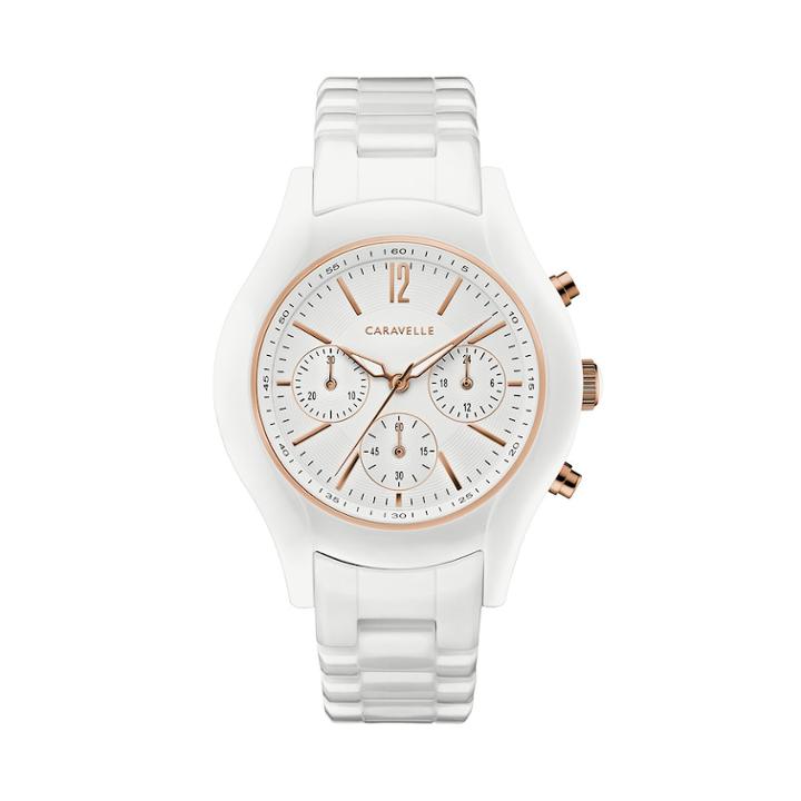 Caravelle Women's Ceramic Chronograph Watch - 45l174, Size: Medium, White
