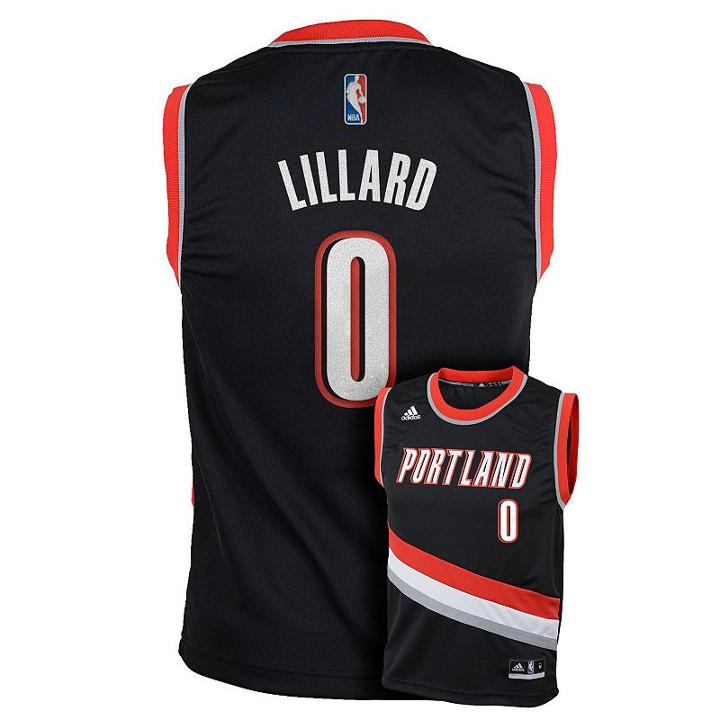 Boys 8-20 Adidas Portland Trail Blazers Damian Lillard Nba Replica Jersey, Boy's, Size: Small, Black