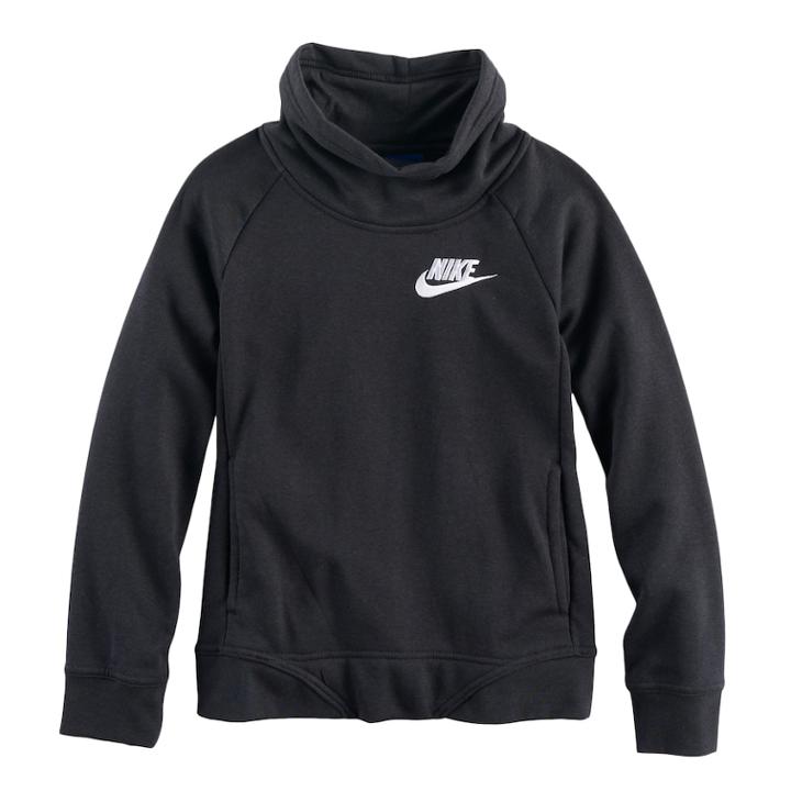 Girls 7-16 Nike Funnel Neck Sweatshirt, Size: Large, Grey (charcoal)