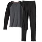 Boys 4-18 Cuddl Duds Printed Thermal Top & Bottoms Set, Size: 4-5, Black