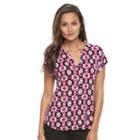 Women's Dana Buchman Printed Splitneck Top, Size: Xxl, Med Pink