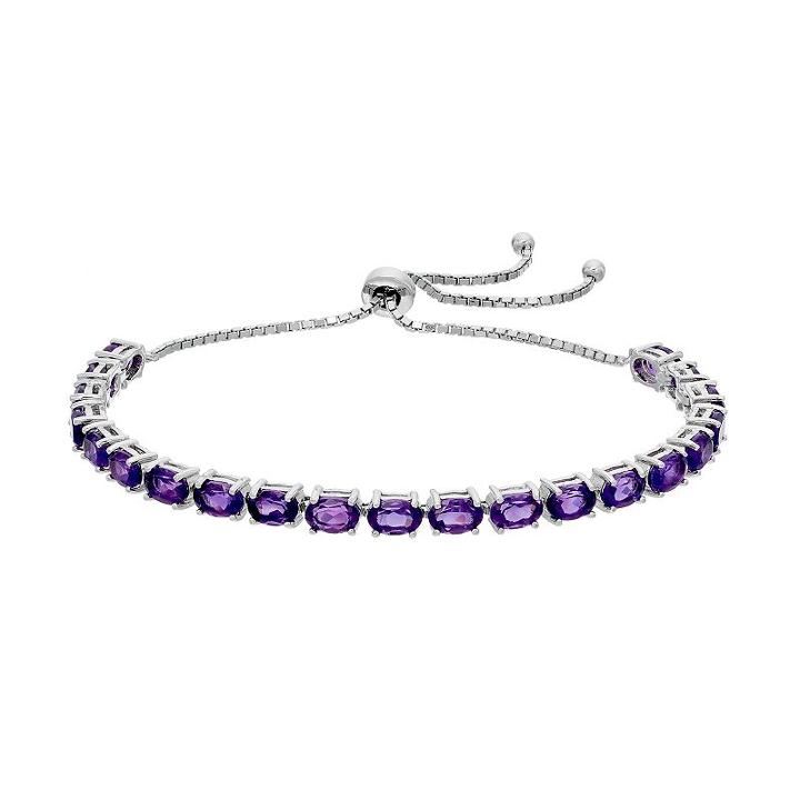 Sterling Silver Amethyst Bolo Bracelet, Women's, Purple