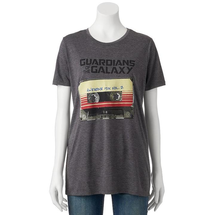 Juniors' Marvel Guardians Of The Galaxy Vol. 2 Mixed Tape Graphic Tee, Girl's, Size: Small, Grey (charcoal)