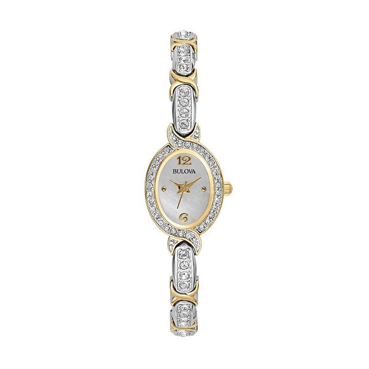Bulova Women's Crystal Two Tone Watch - 98l005k, Multicolor