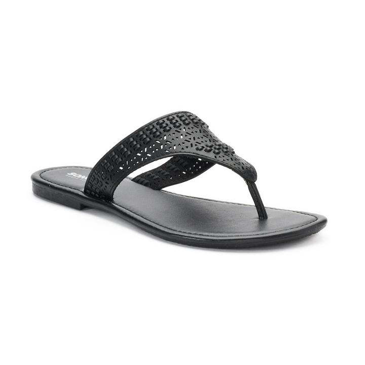 Women's Sonoma Goods For Life&trade; Basket Weave Perforated Shield Sandals, Size: Large, Black